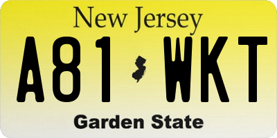 NJ license plate A81WKT