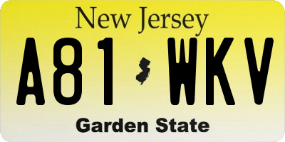 NJ license plate A81WKV