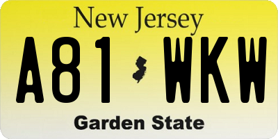 NJ license plate A81WKW