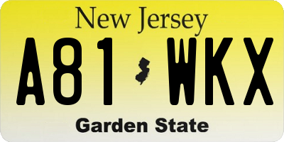 NJ license plate A81WKX