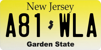 NJ license plate A81WLA