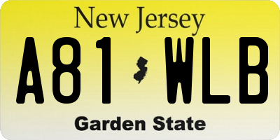 NJ license plate A81WLB