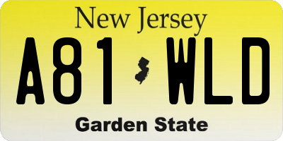 NJ license plate A81WLD
