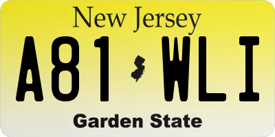 NJ license plate A81WLI