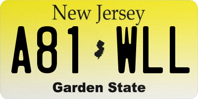 NJ license plate A81WLL