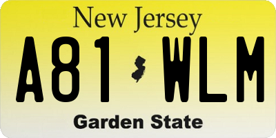 NJ license plate A81WLM