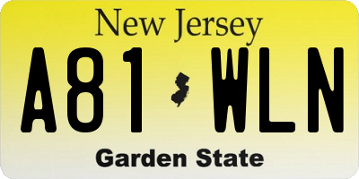NJ license plate A81WLN