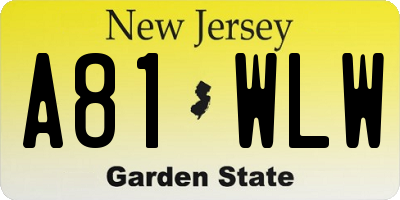 NJ license plate A81WLW