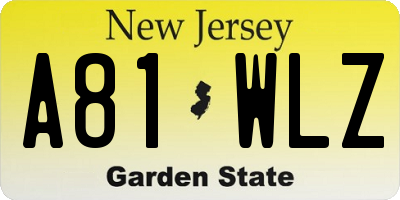 NJ license plate A81WLZ