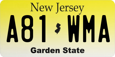 NJ license plate A81WMA
