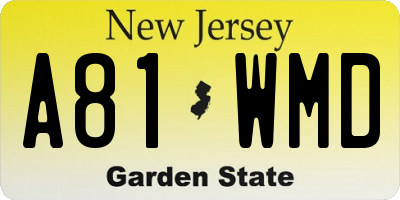 NJ license plate A81WMD