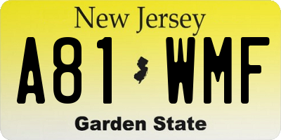 NJ license plate A81WMF