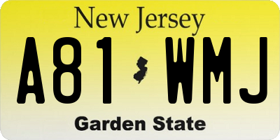 NJ license plate A81WMJ