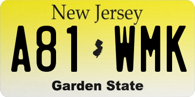 NJ license plate A81WMK