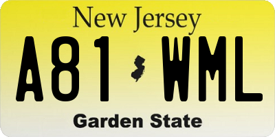 NJ license plate A81WML