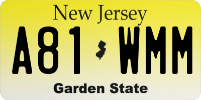 NJ license plate A81WMM