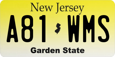 NJ license plate A81WMS