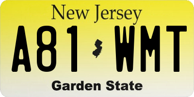 NJ license plate A81WMT