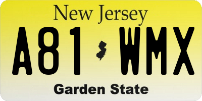 NJ license plate A81WMX