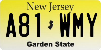 NJ license plate A81WMY