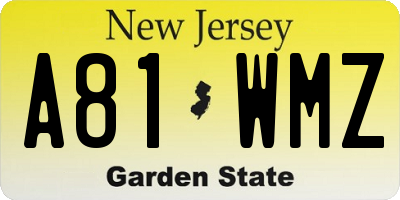 NJ license plate A81WMZ