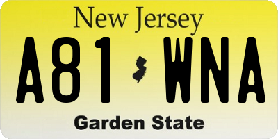 NJ license plate A81WNA