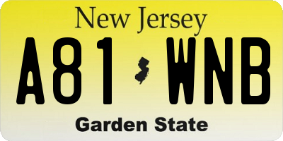 NJ license plate A81WNB