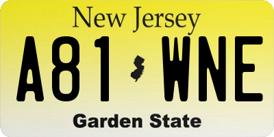 NJ license plate A81WNE