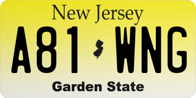 NJ license plate A81WNG