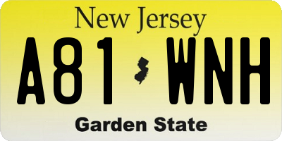 NJ license plate A81WNH