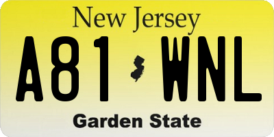 NJ license plate A81WNL