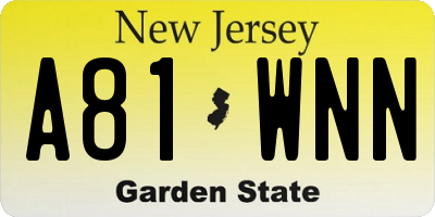 NJ license plate A81WNN