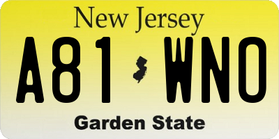 NJ license plate A81WNO