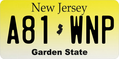 NJ license plate A81WNP