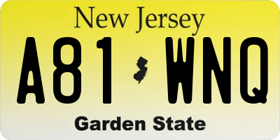 NJ license plate A81WNQ