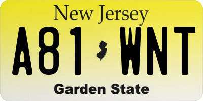 NJ license plate A81WNT
