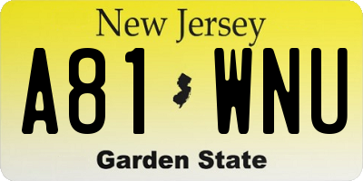 NJ license plate A81WNU