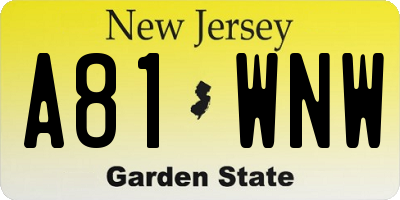 NJ license plate A81WNW