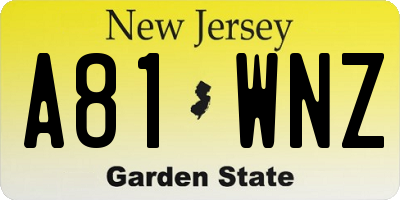 NJ license plate A81WNZ