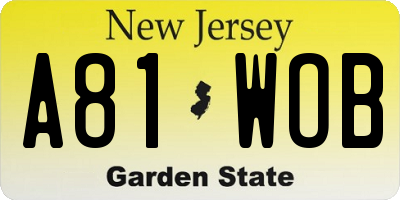 NJ license plate A81WOB