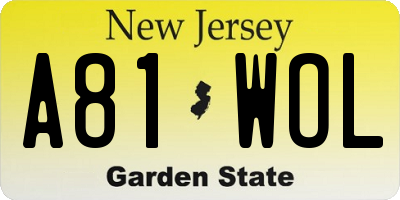 NJ license plate A81WOL