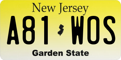 NJ license plate A81WOS
