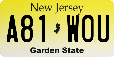 NJ license plate A81WOU