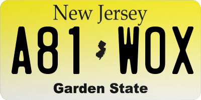 NJ license plate A81WOX