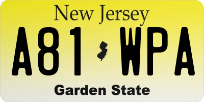 NJ license plate A81WPA