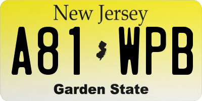 NJ license plate A81WPB