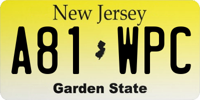NJ license plate A81WPC