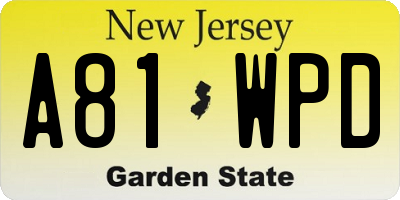 NJ license plate A81WPD