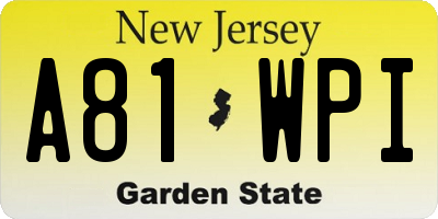 NJ license plate A81WPI