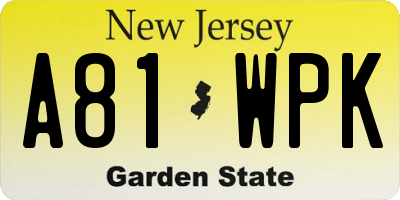 NJ license plate A81WPK